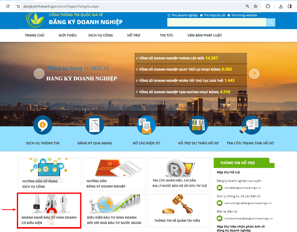 Tra cứu ngành nghề kinh doanh có điều kiện
