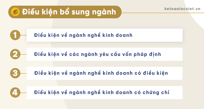 điều kiện bổ sung ngành nghề kinh doanh