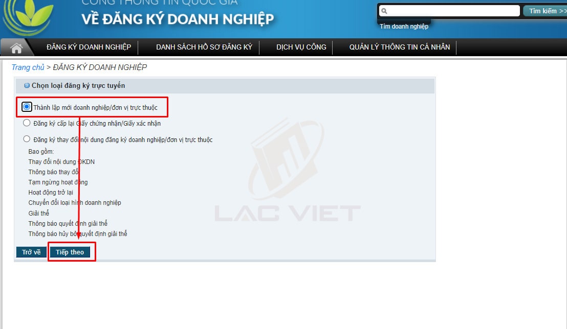 Loại hình đăng ký kinh doanh online