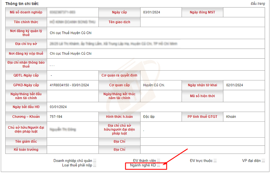 tra cứu ngành nghề kinh doanh hộ kinh doanh