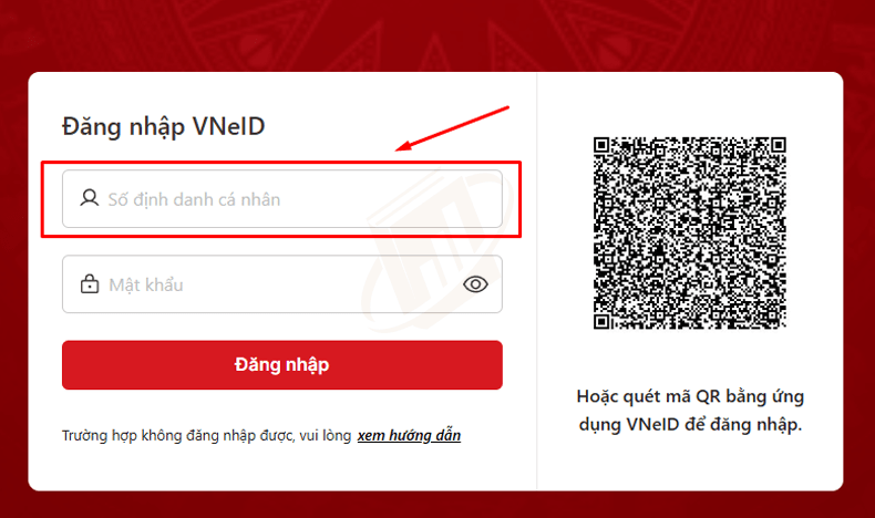 đăng nhập tài khoản VNeID