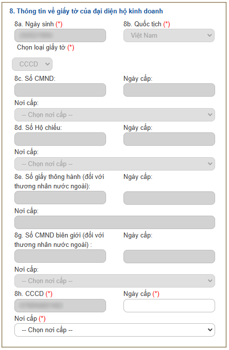 giấy tờ đại diện hộ kinh doanh