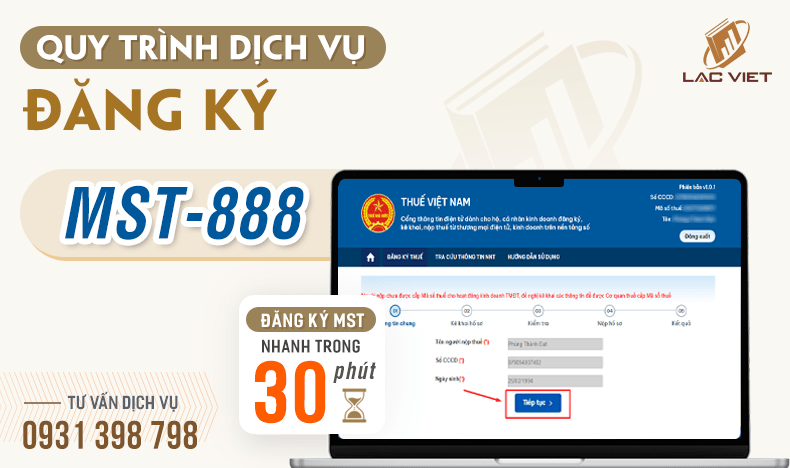 quy trình dịch vụ đăng ký mã số thuế 888