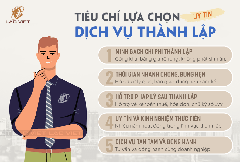 tiêu chí chọn dịch vụ thành lập công ty